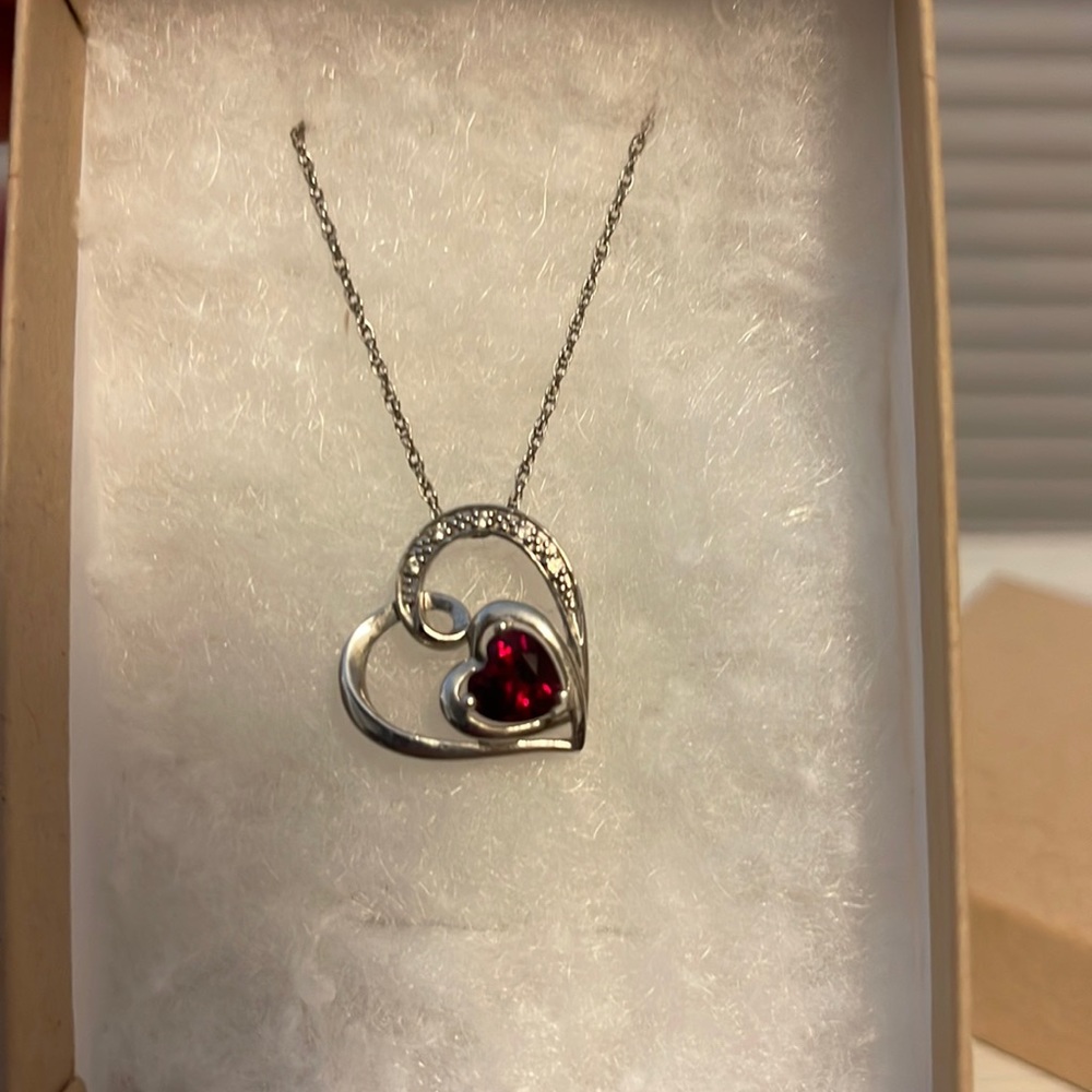 Lab-Created Ruby & White Lab-Created Sapphire Nec… - image 1